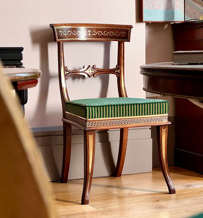 George Oakley: Brass Inlaid Klismos Chairs, Early 19th Century