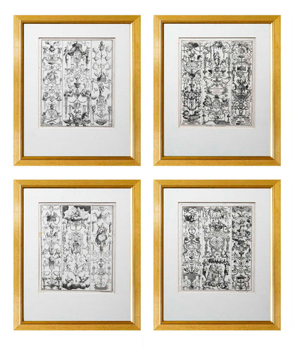 Four 17th Century German Engravings of Grotesques