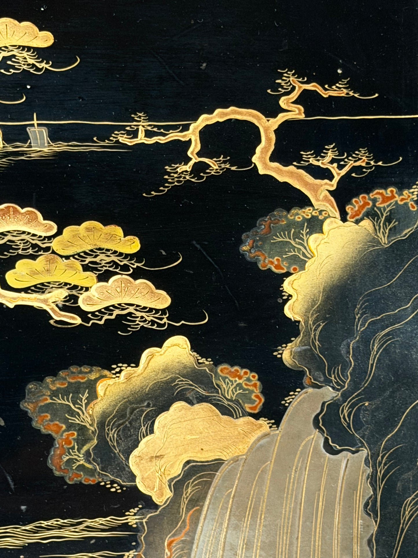 19th Century Lacquer Panel of Mount Fuji