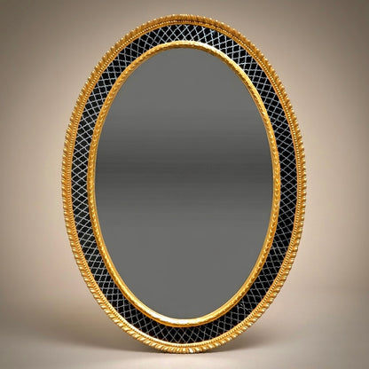 Fine George III Oval Wall Mirror with Églomisé Border