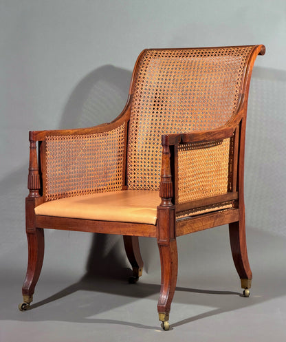 Fine Regency Klismos Bergère or Armchair