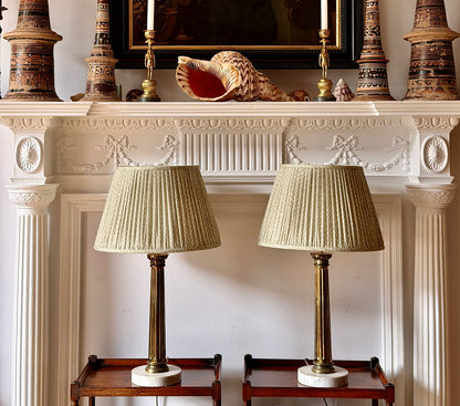 Gilt Brass Column Lamps, Early 20th Century