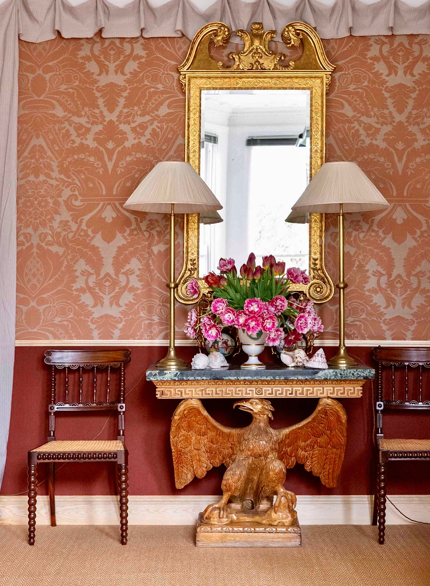 Pair of Regency Gonçalo Alves Chairs with Caned Seats