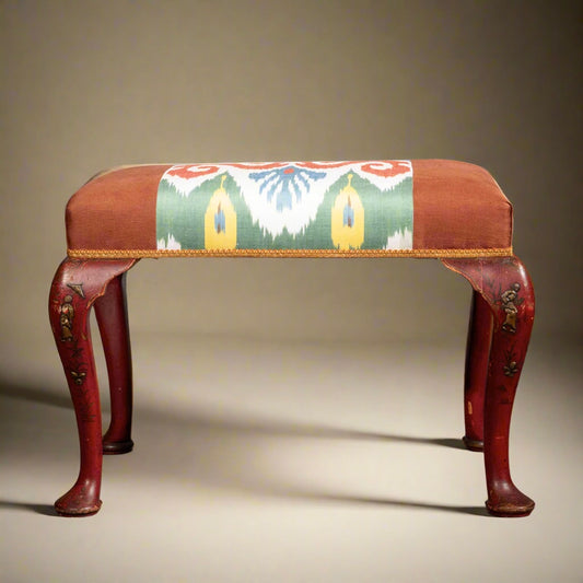 Early 20th Century Queen Anne Style Scarlet Japanned Stool