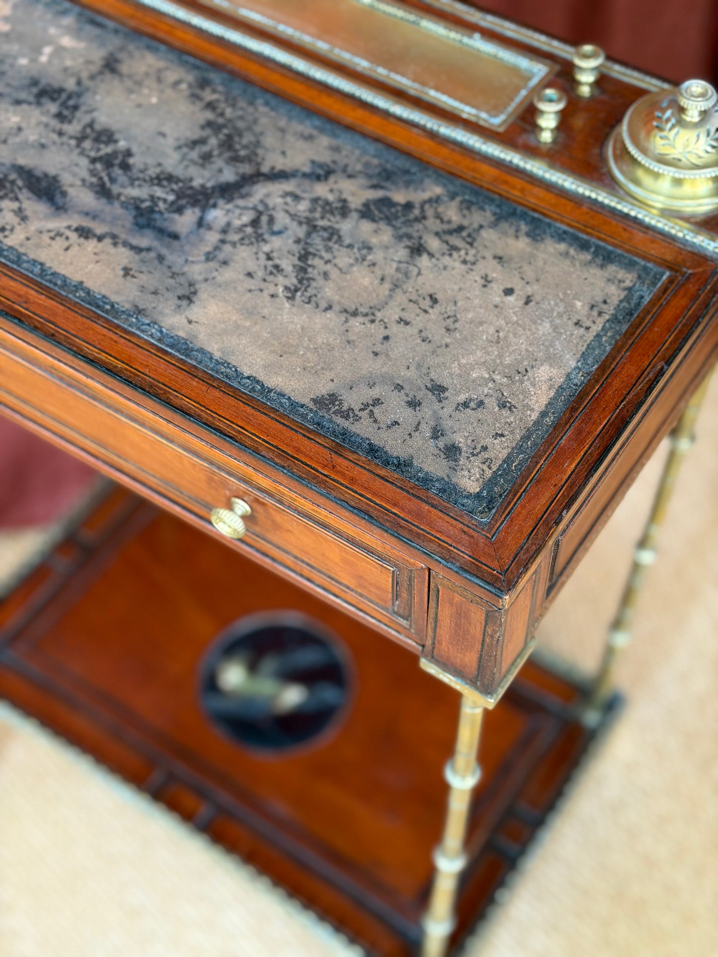 Rare 18th Century Brass Mounted Writing Table in the Manner of Adam Weisweiler