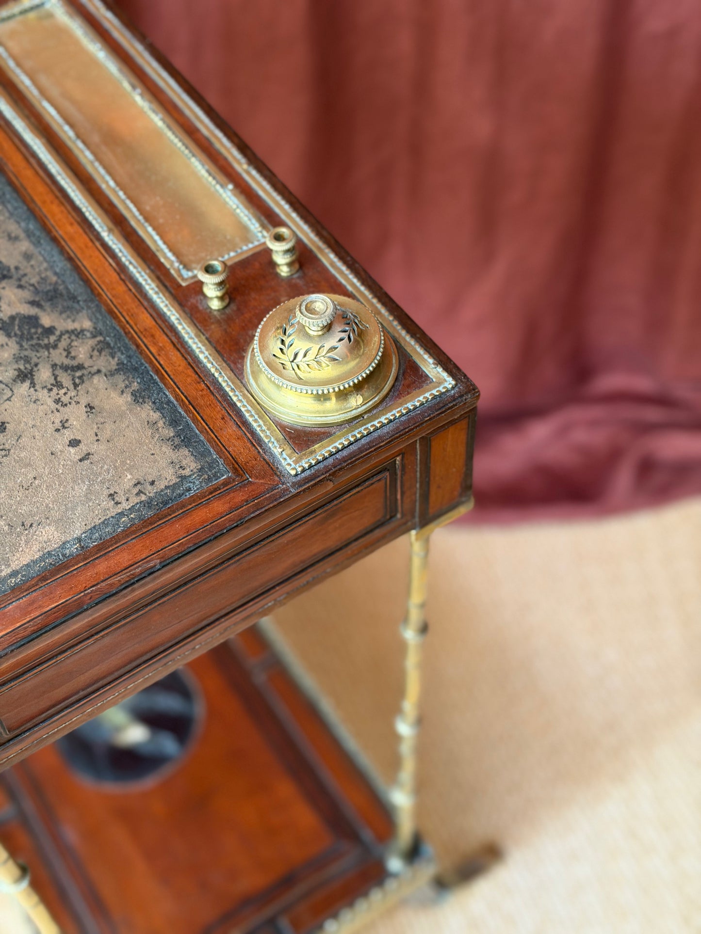 Rare 18th Century Brass Mounted Writing Table in the Manner of Adam Weisweiler