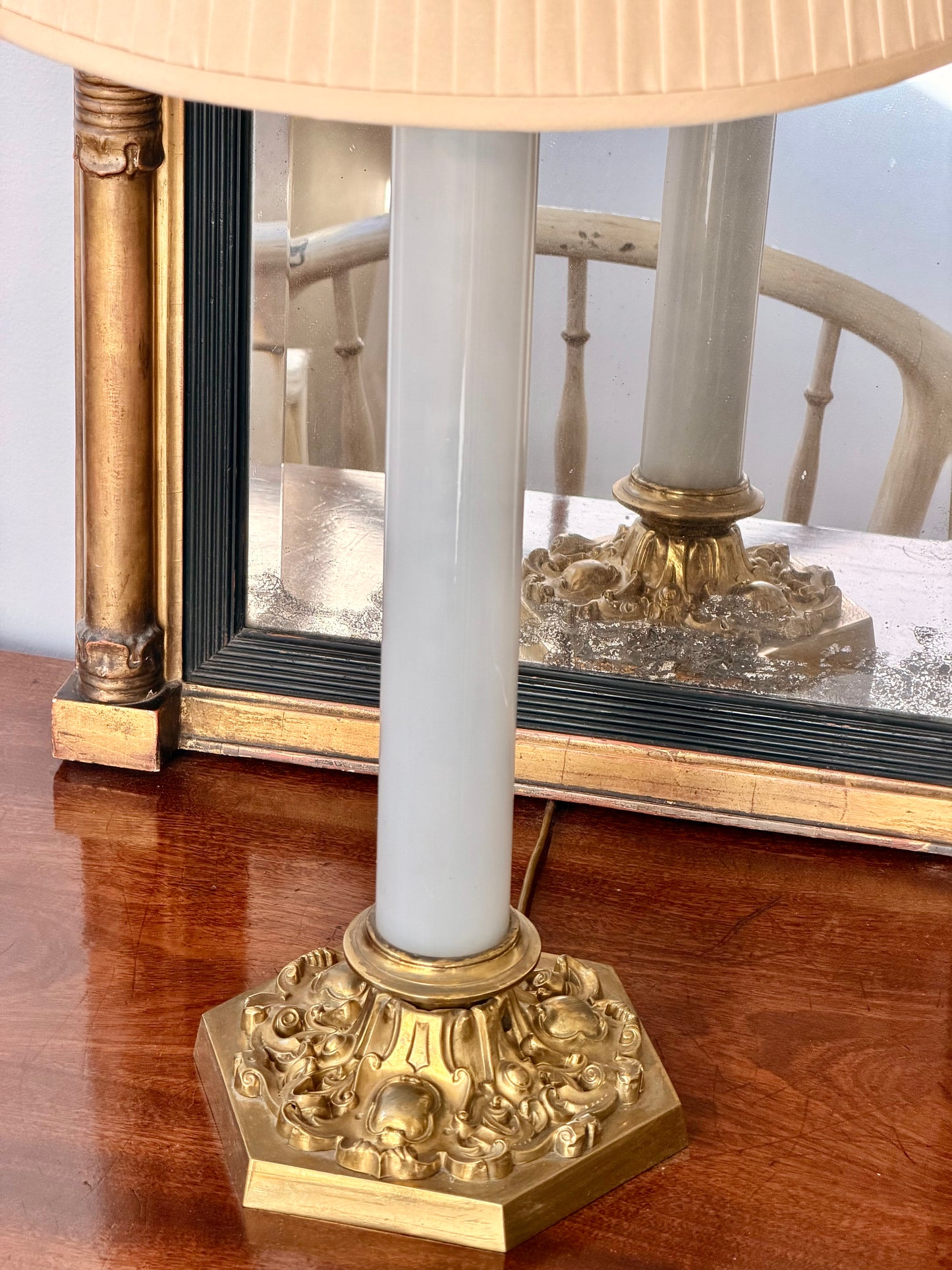 19th Century Victorian Opaline Glass Table Lamp
