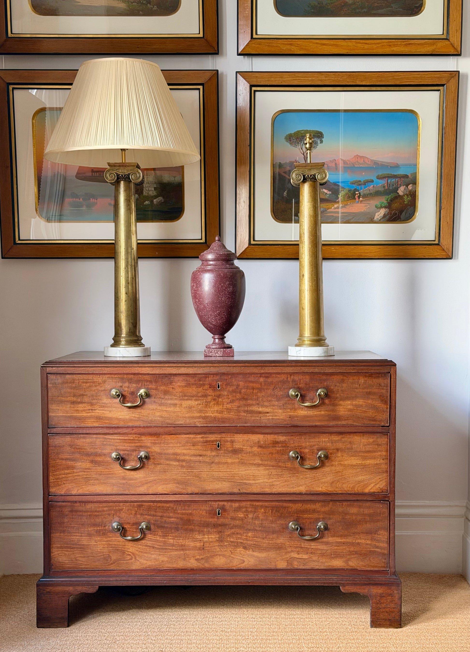Monumental Ionic Column Bronze Table Lamps