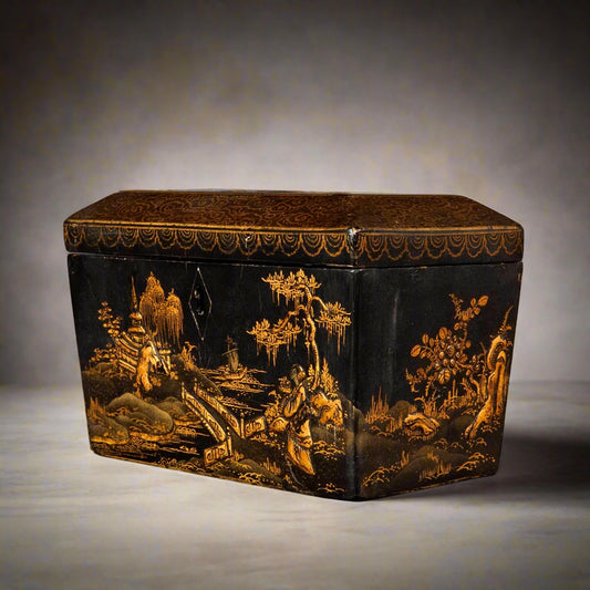 Early 19th Century Regency Japanned Tea Caddy