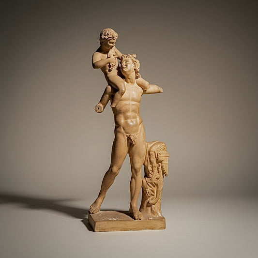 19th Century Grand Tour Terracotta Sculpture of Satyr and Young Dionysos by Chiurazzi