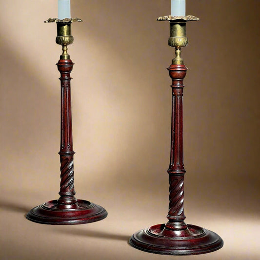 Pair of 18th Century Mahogany Candlesticks