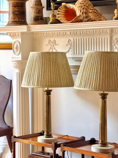 Gilt Brass Column Lamps, Early 20th Century