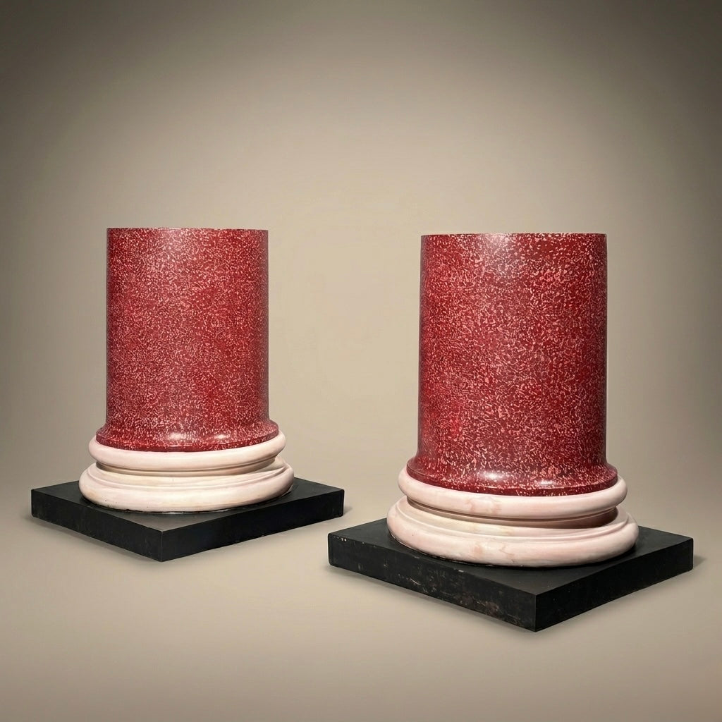 Large Faux Porphyry Columns or Stands