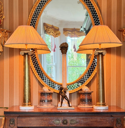 Monumental Ionic Column Bronze Table Lamps