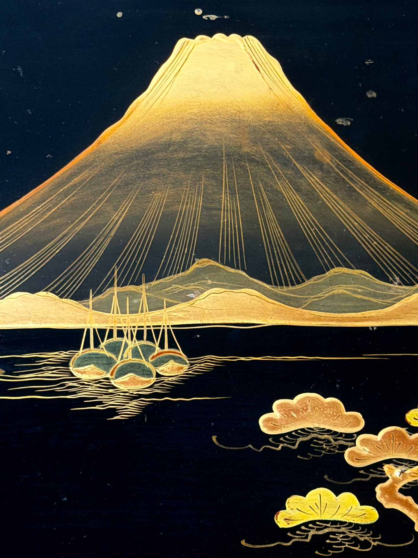 19th Century Lacquer Panel of Mount Fuji