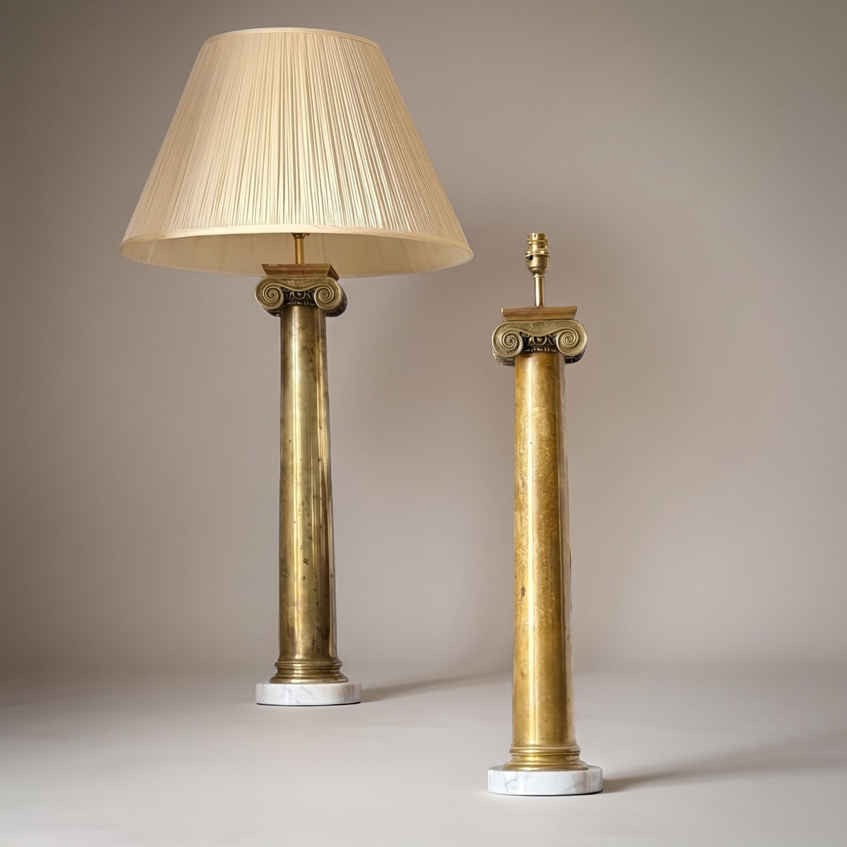 Monumental Ionic Column Bronze Table Lamps