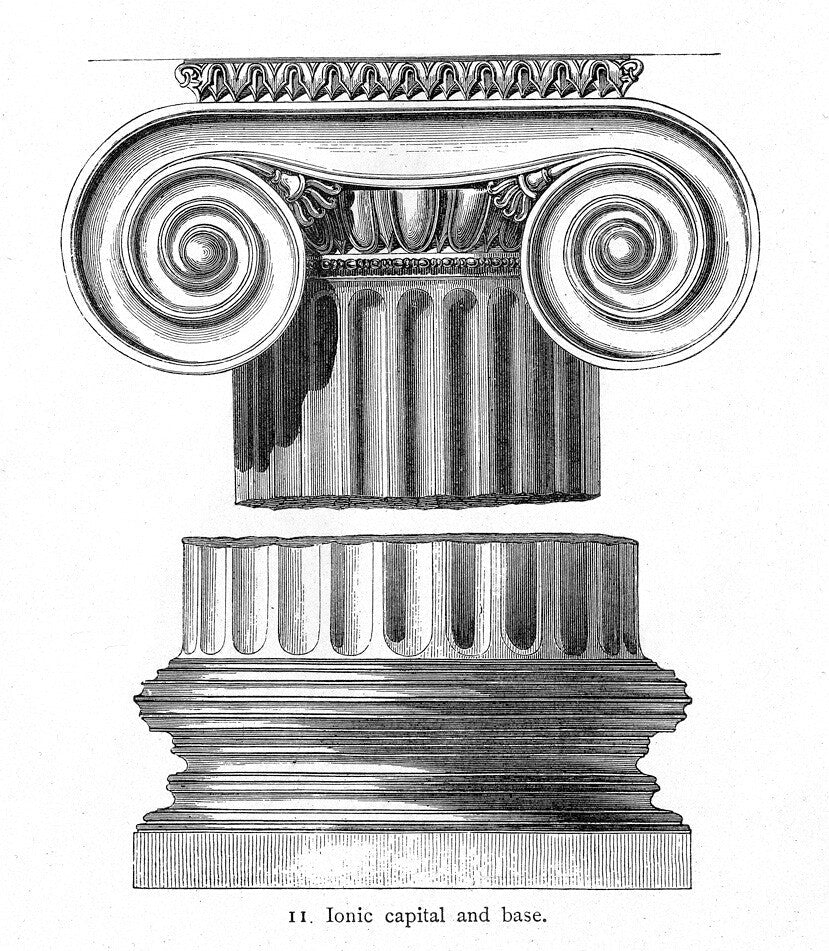 Monumental Ionic Column Bronze Table Lamps