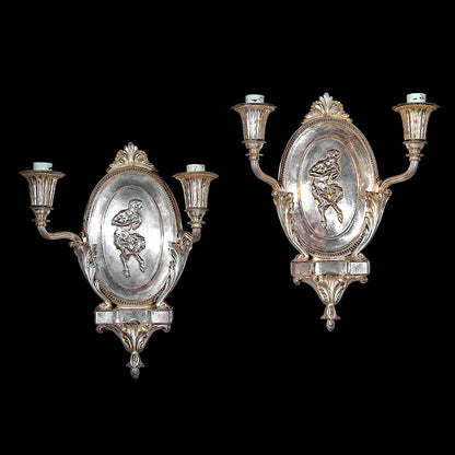 Pair of Early 20th Century Silvered Bronze Wall Lights