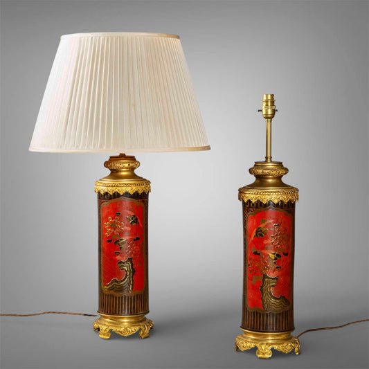 Rare Japonisme Lacquer Lamps, 19th Century