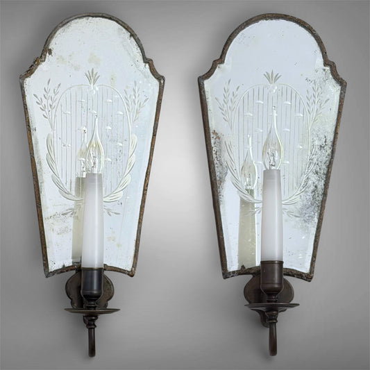 Venetian Etched Mirror Wall Lights
