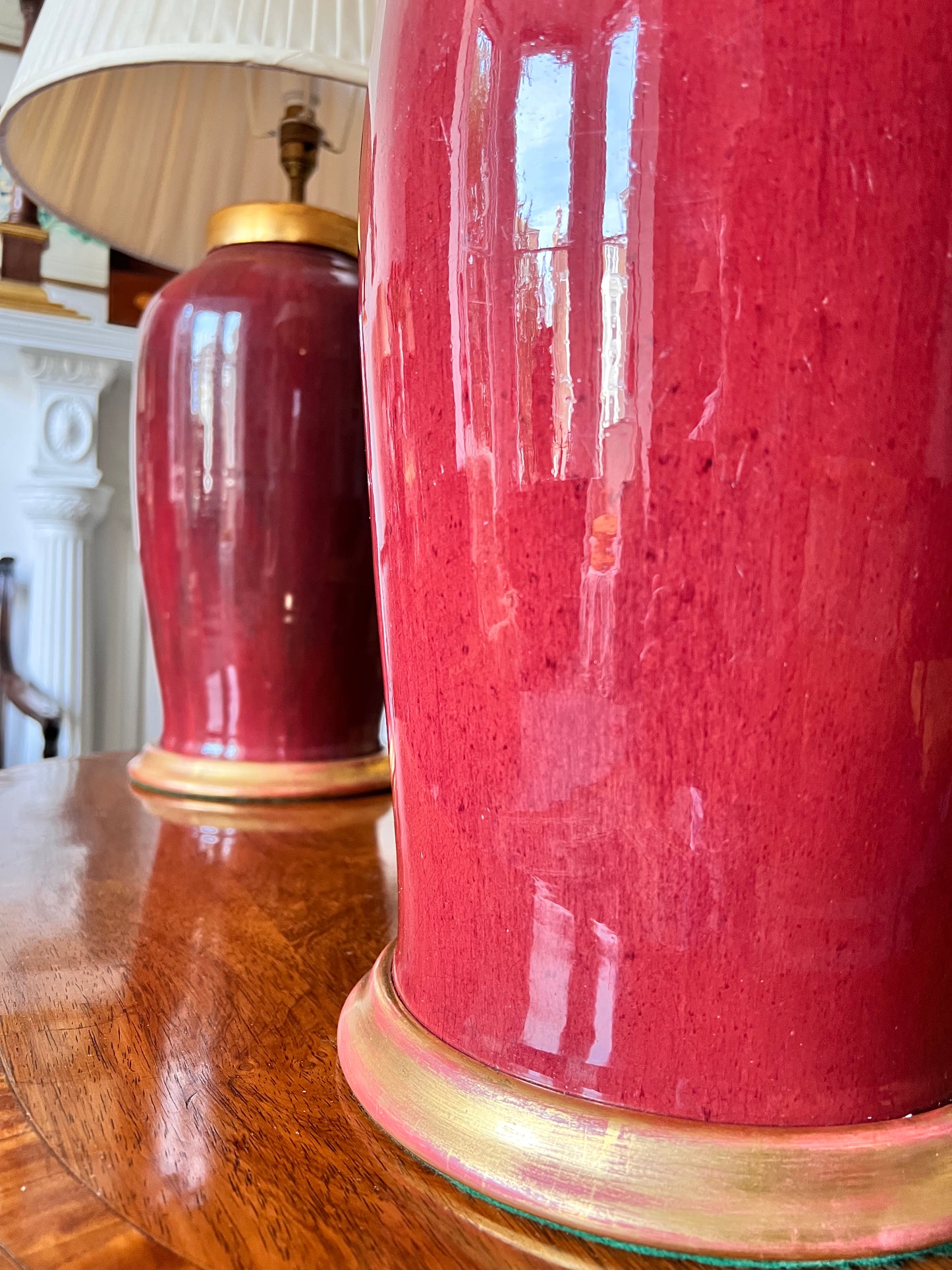 Pair of Large Chinese Flambé Table Lamps