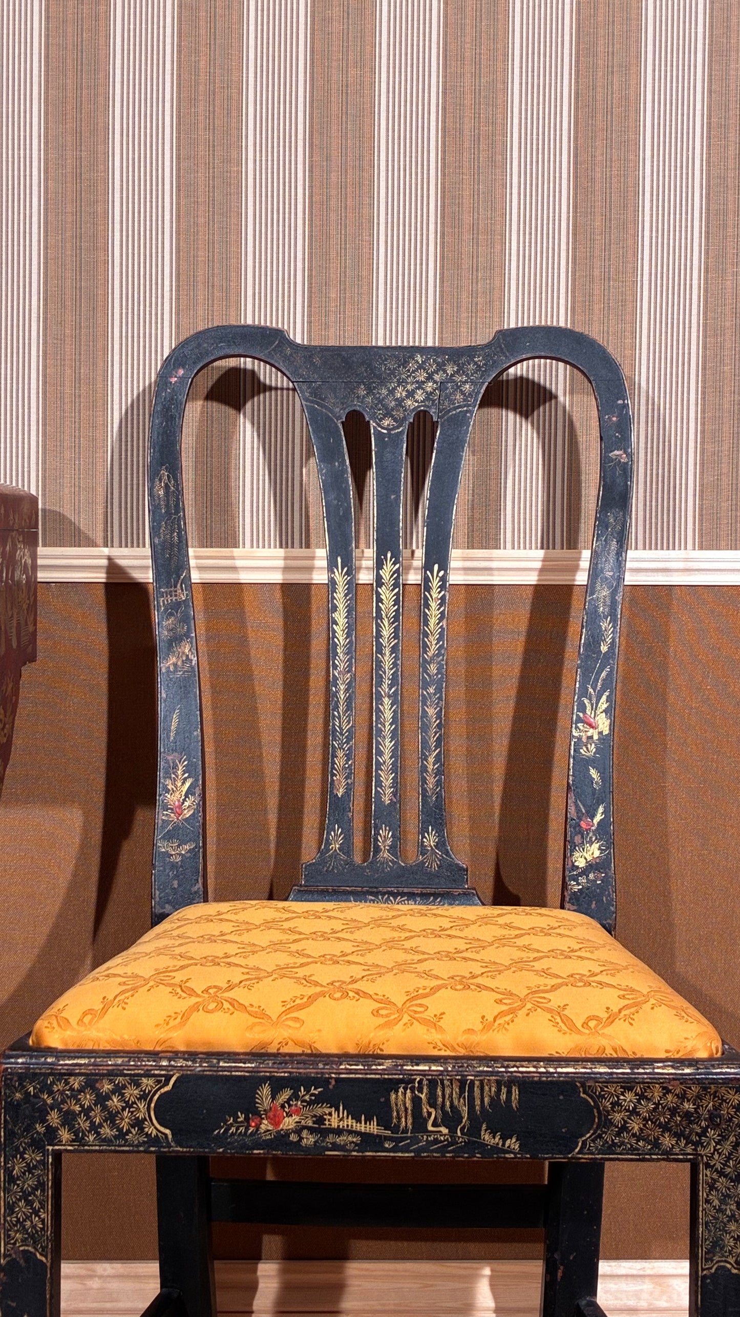 18th century black lacquer chinoiserie chairs