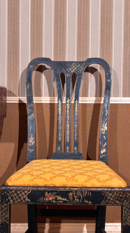 18th century black lacquer chinoiserie chairs