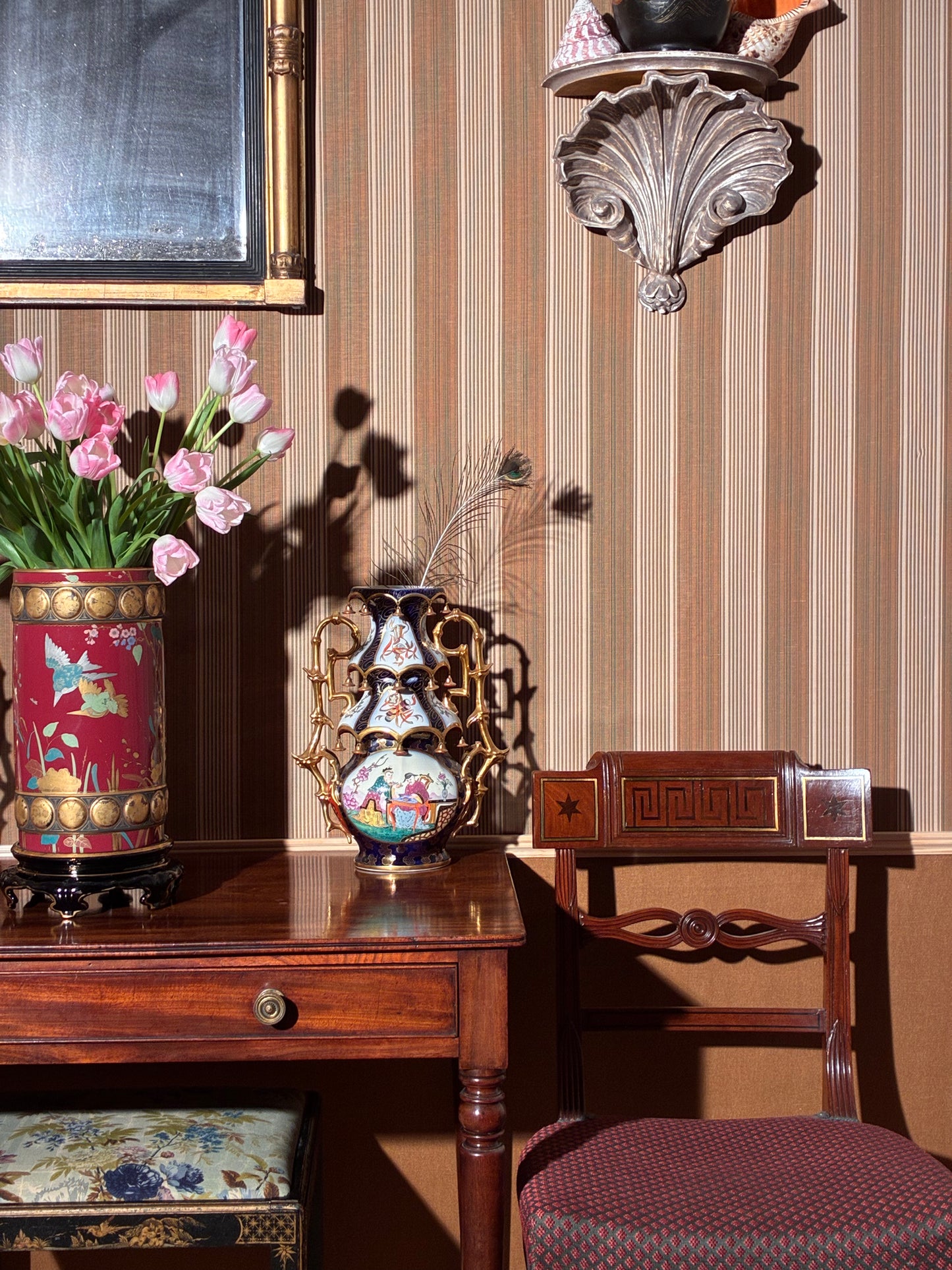 antique 19th century english regency side table earls spencer gillows, pair 19th century regency klismos chairs gillows