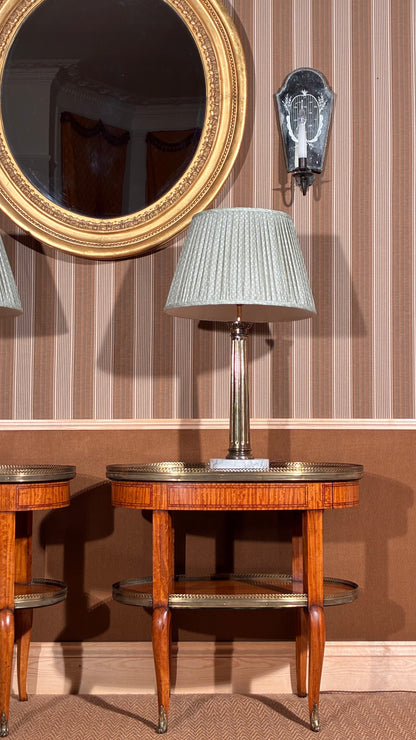 pair of antique gilt brass column lamps