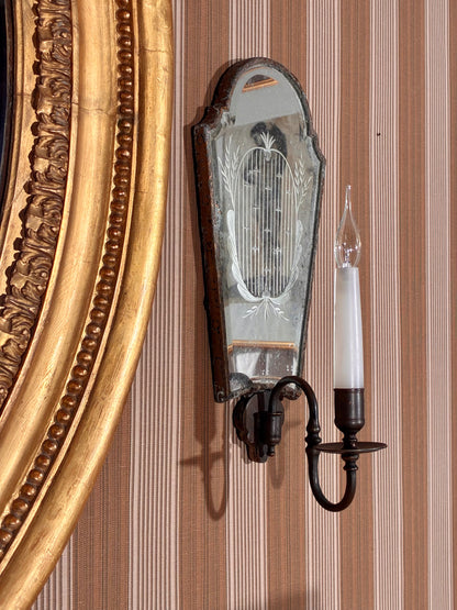 Venetian Etched Mirror Wall Lights