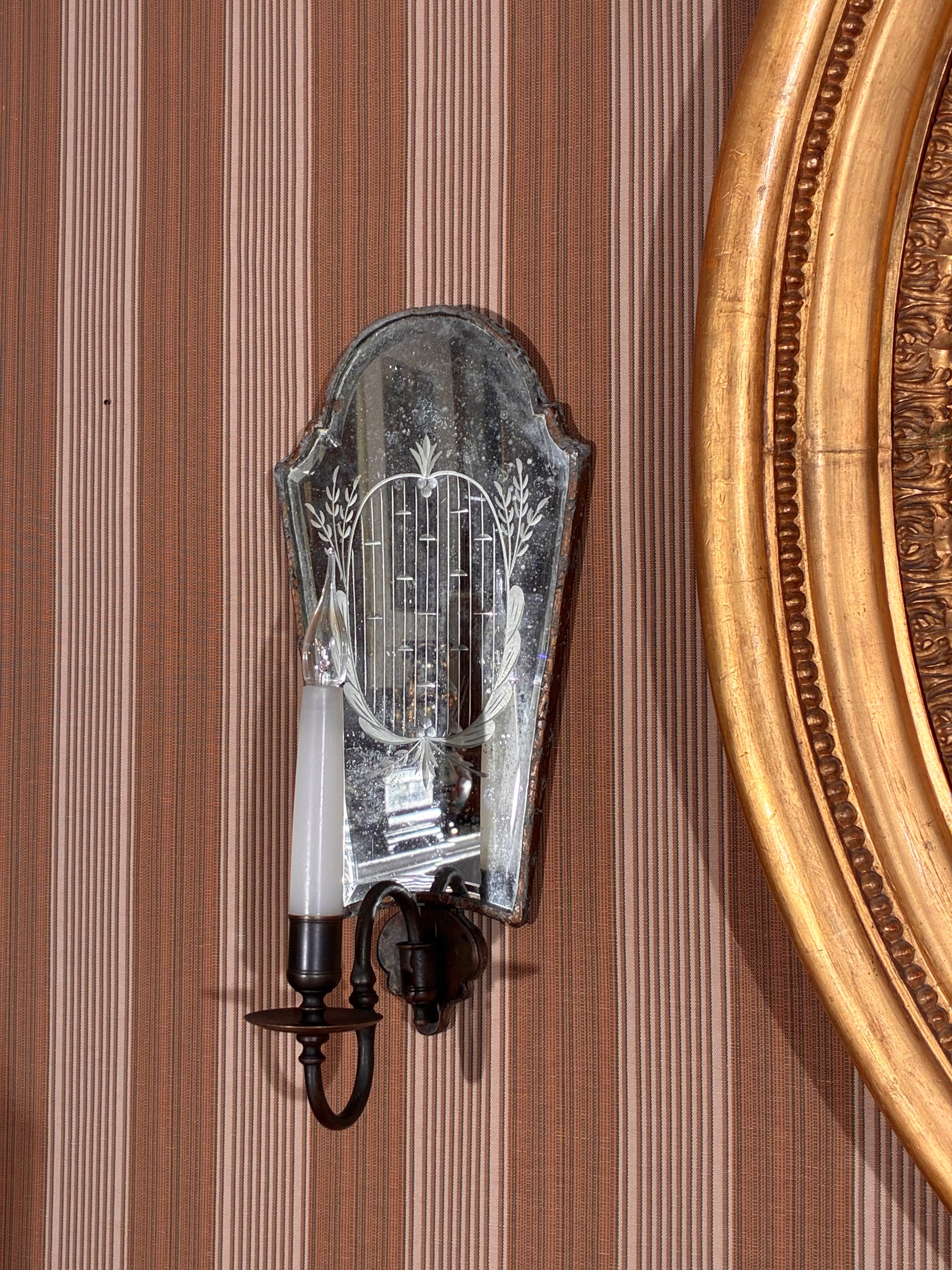 antique pair of venetian wall lights mirror sconces 