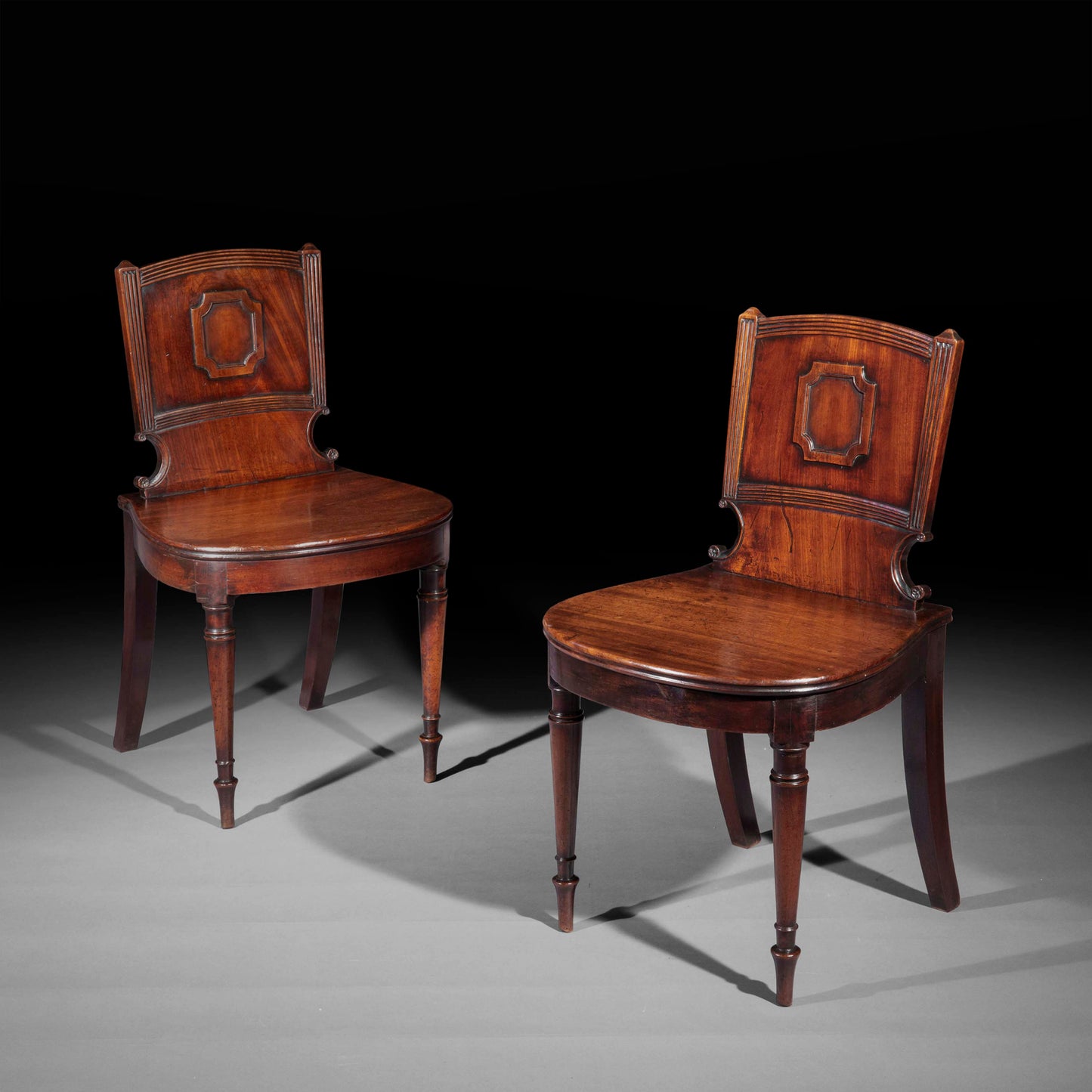 Pair of George III Neoclassical Hall Chairs