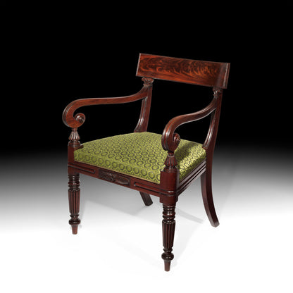 Fine Regency Mahogany Open Armchair