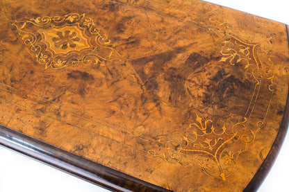 Victorian Burr Walnut and Marquetry Card Table