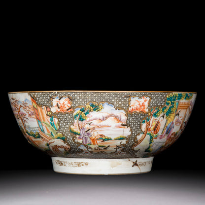 18th Century Chinese Export Porcelain Bowl with Old Riveted Repairs