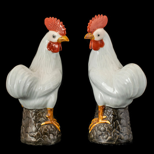 Pair of Chinese Export Cockerels