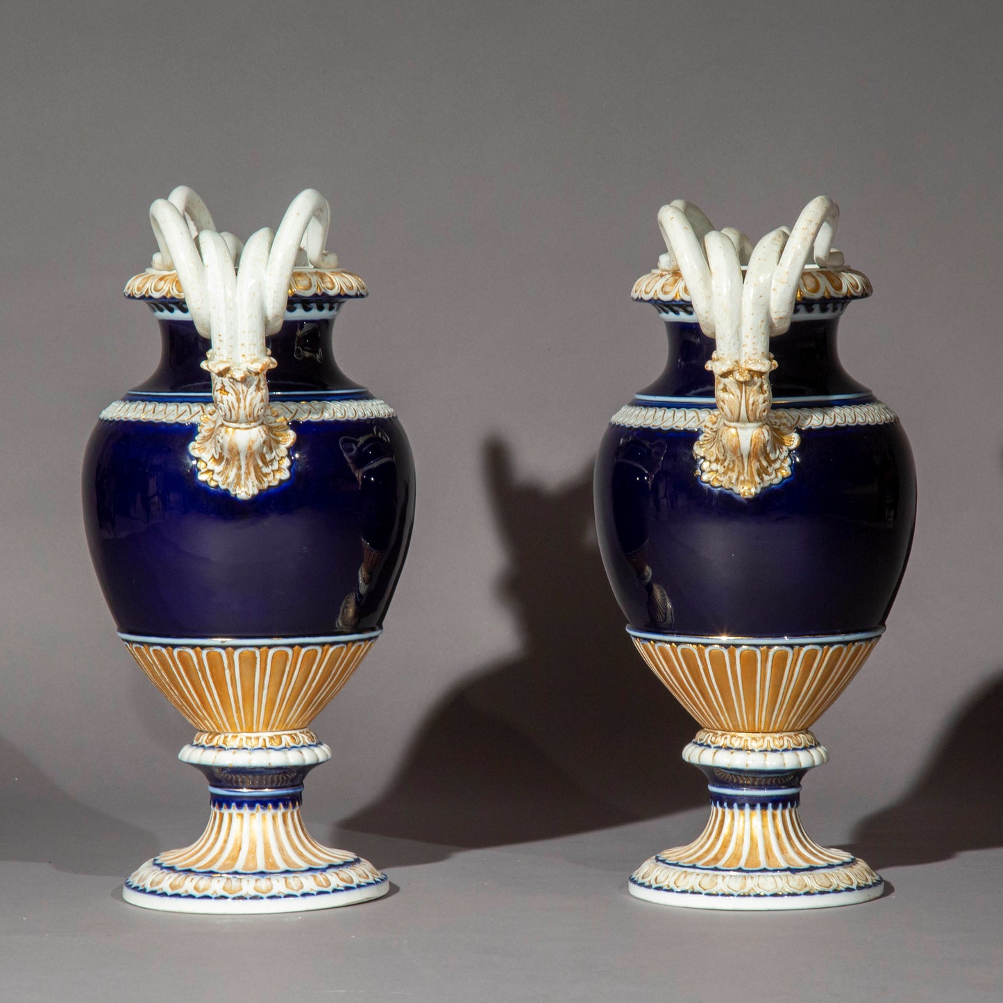 Large Pair of 19th Century Meissen Porcelain Serpent Vases