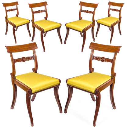 Set of Six Regency Mahogany Klismos Dining Chairs