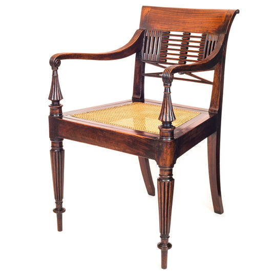 Regency Colonial Padouk Open Armchair, possibly Anglo-Chinese