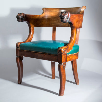 French Empire Mahogany Desk Armchair