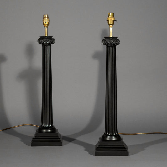 Pair of Ionic Column Table Lamps