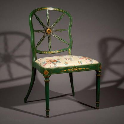 Set of Six George III Green Painted Chairs