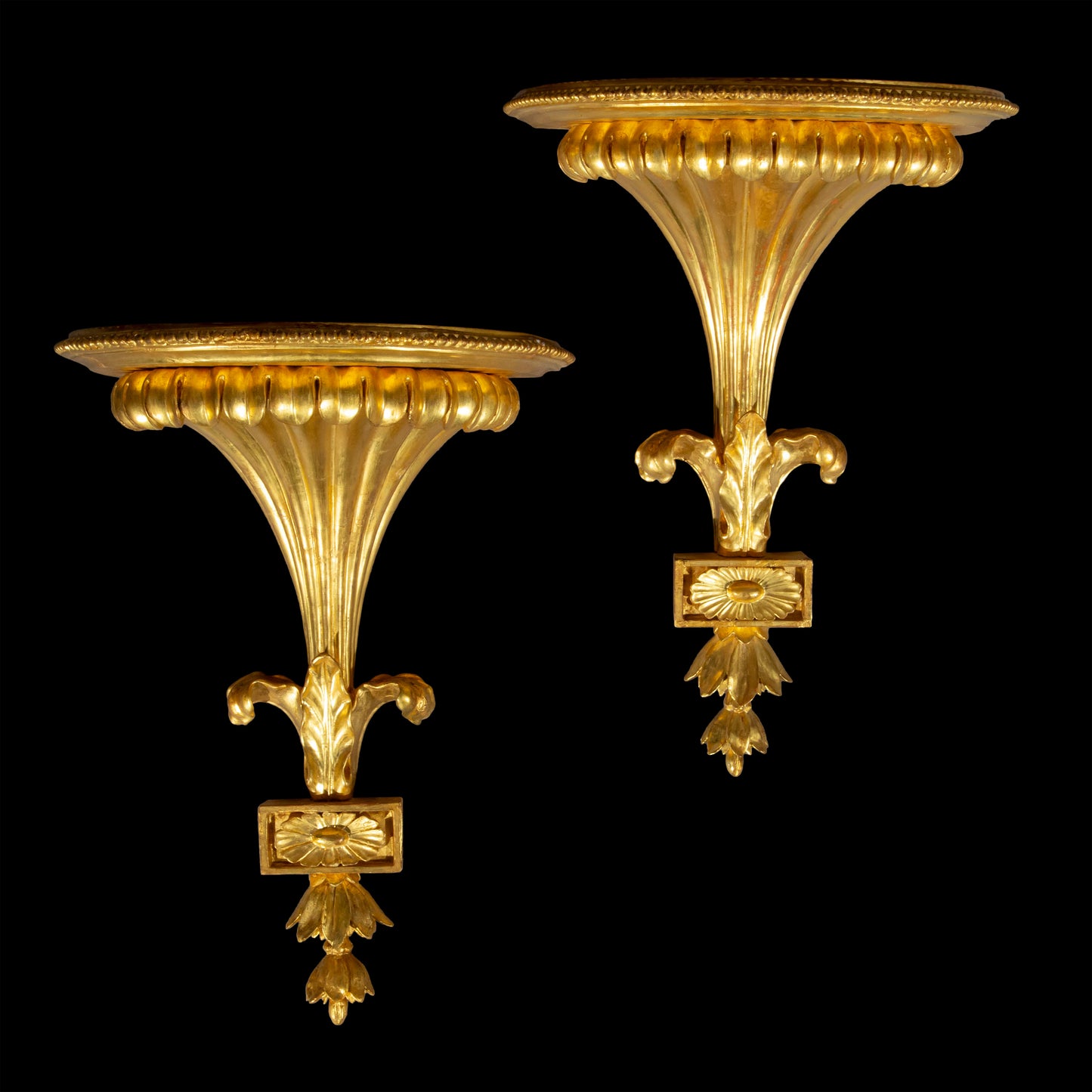 Pair of Neoclassical Giltwood Wall Brackets