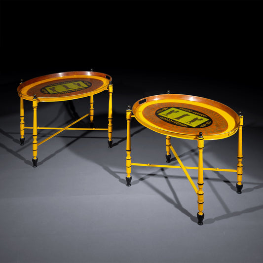 Pair of Painted Toleware Tray Tables