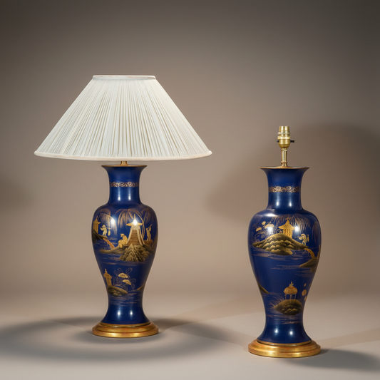 Pair of Blue Chinoiserie Vase Lamps