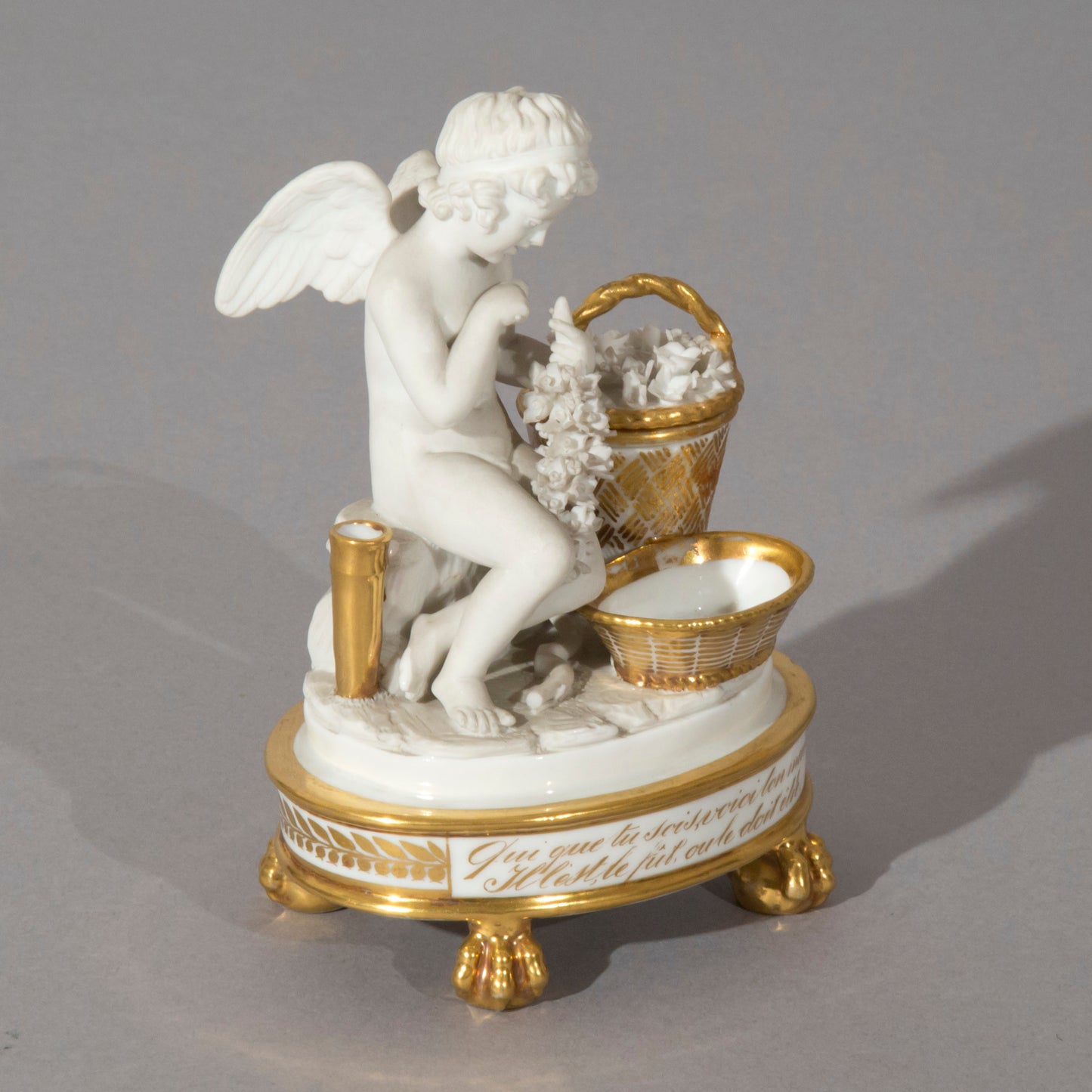 Antique Porcelain Cherub Figurine, French 19th Century