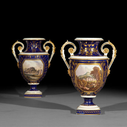 Set of Four Regency Derby Porcelain Neoclassical Vases