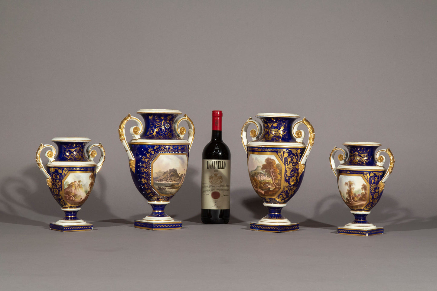 Set of Four Regency Derby Porcelain Neoclassical Vases