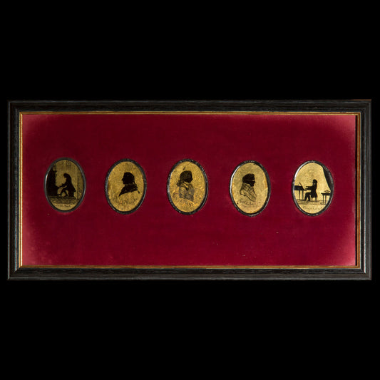 19th Century Verre Églomisé Silhouettes of Classical Composers