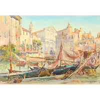 A. Mathis (1873-1940), Un port à Martigues, Fine Watercolour